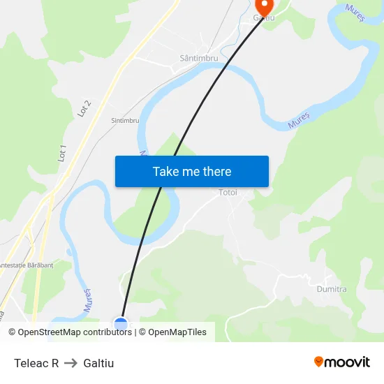 Teleac R to Galtiu map