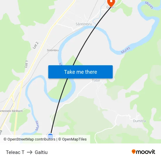 Teleac T to Galtiu map