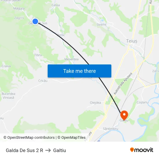 Galda De Sus 2 R to Galtiu map
