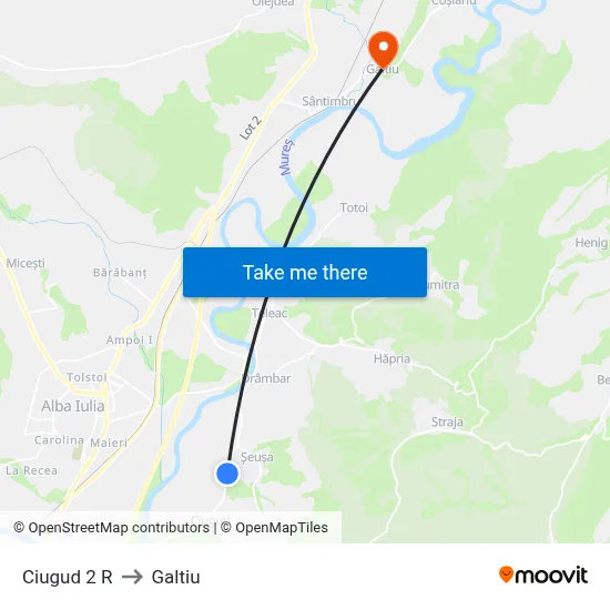 Ciugud 2 R to Galtiu map