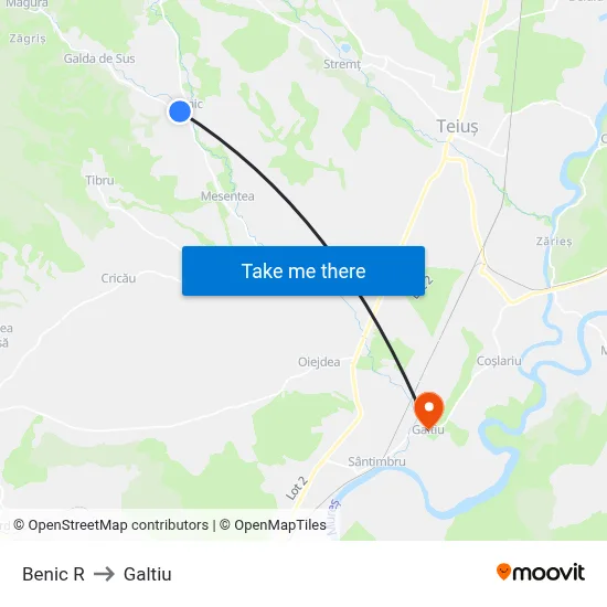 Benic R to Galtiu map