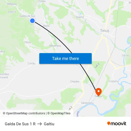 Galda De Sus 1 R to Galtiu map