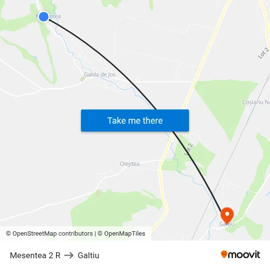Mesentea 2 R to Galtiu map