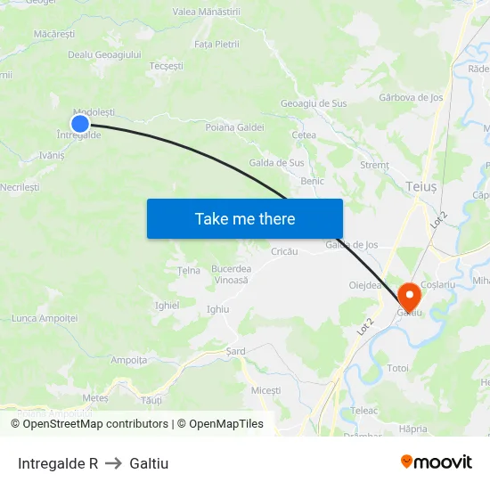 Intregalde R to Galtiu map