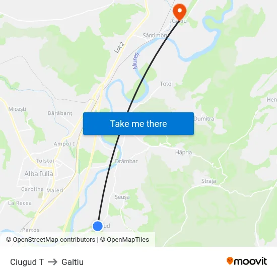 Ciugud T to Galtiu map