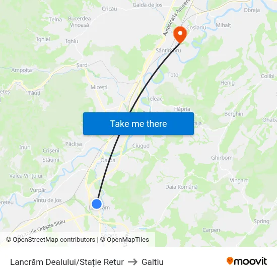 Lancrăm Dealului/Stație Retur to Galtiu map