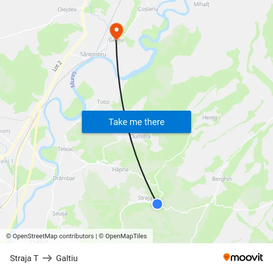 Straja T to Galtiu map