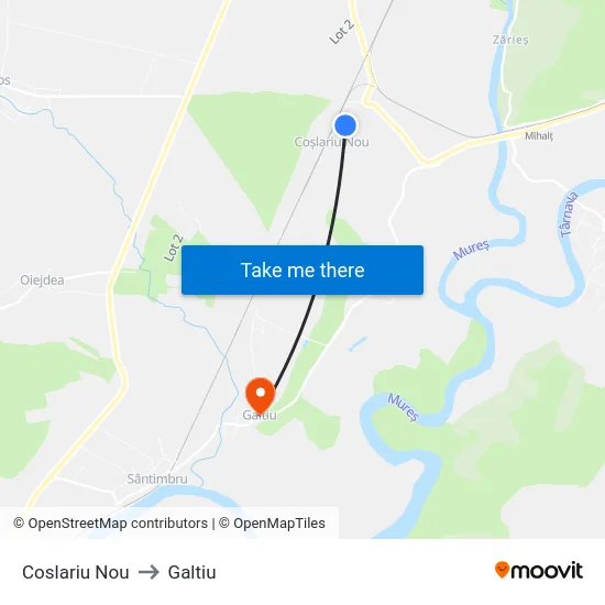 Coslariu Nou to Galtiu map