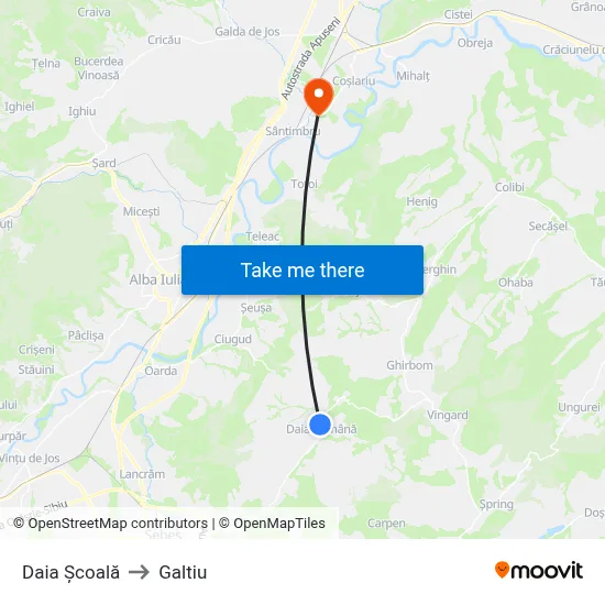 Daia Școală to Galtiu map