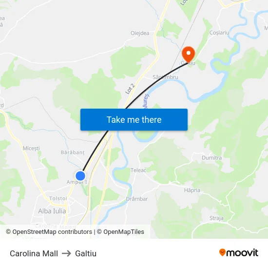 Carolina Mall to Galtiu map