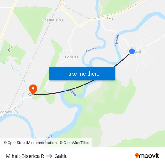 Mihalt-Biserica R to Galtiu map