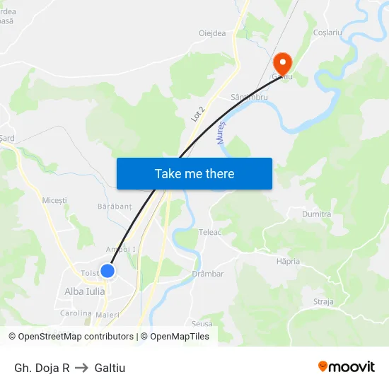 Gh. Doja R to Galtiu map