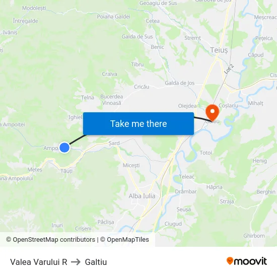 Valea Varului R to Galtiu map
