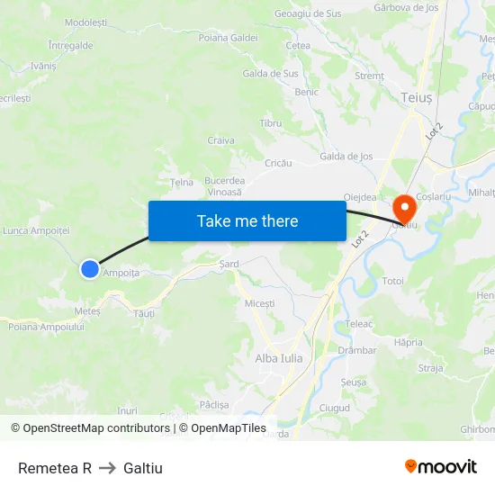 Remetea R to Galtiu map