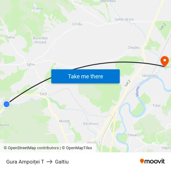 Gura Ampoiței T to Galtiu map