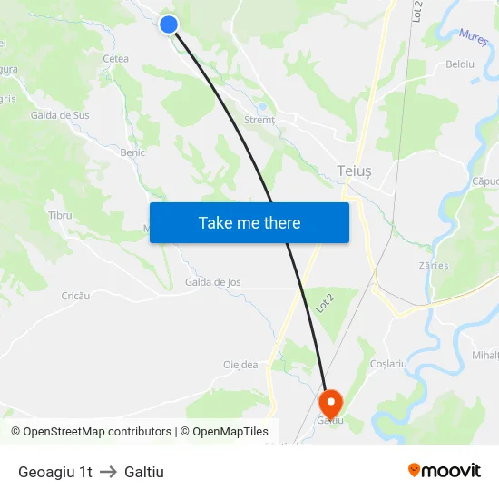 Geoagiu 1t to Galtiu map