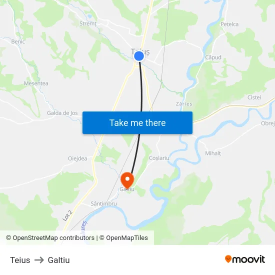 Teius to Galtiu map