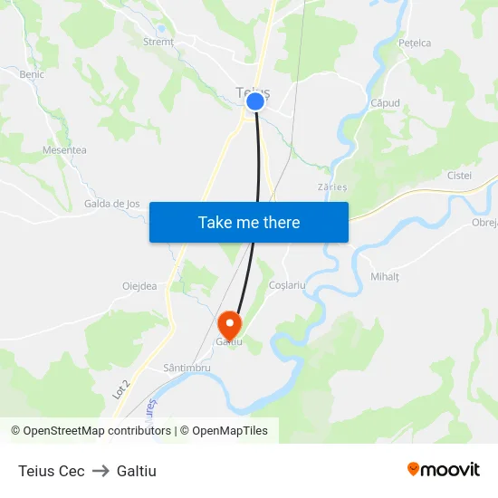 Teius Cec to Galtiu map