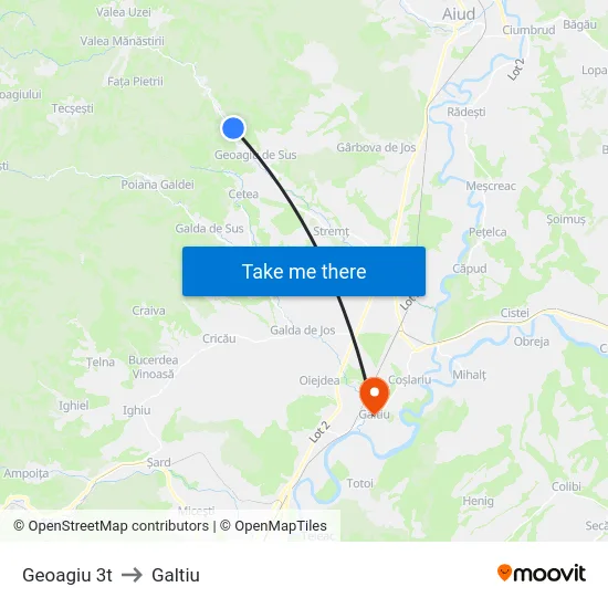 Geoagiu 3t to Galtiu map