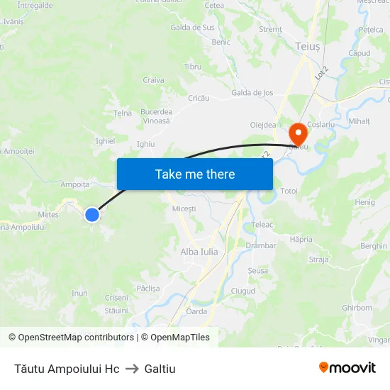 Tăutu Ampoiului Hc to Galtiu map