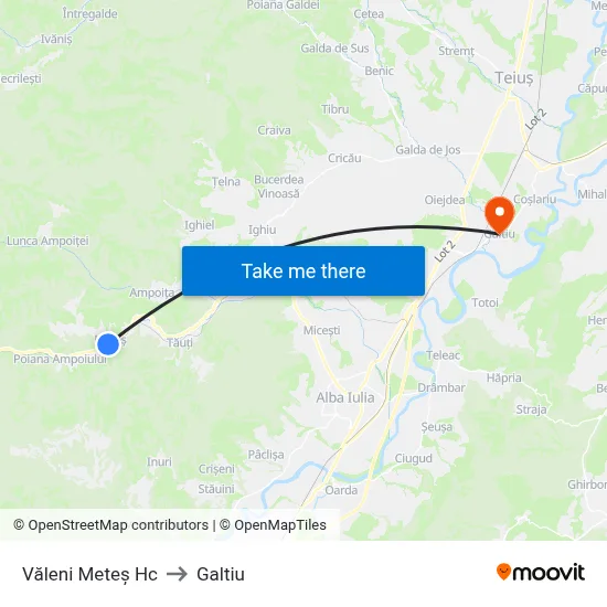 Văleni Meteș Hc to Galtiu map