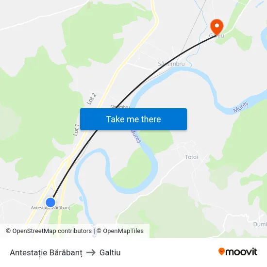 Antestație Bărăbanț to Galtiu map