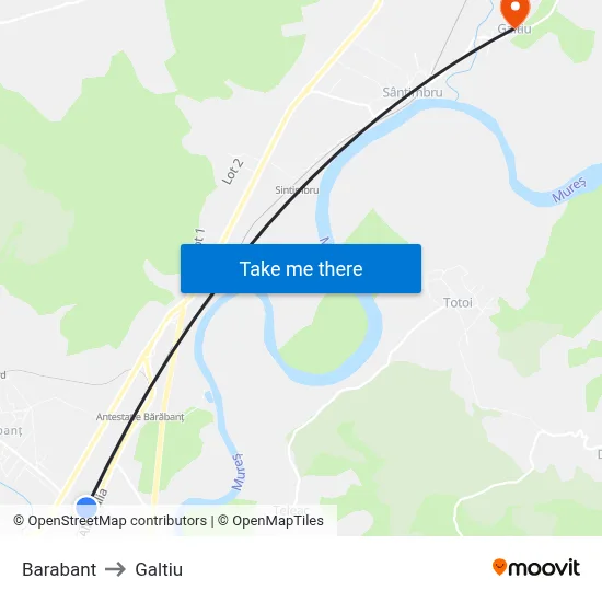 Barabant to Galtiu map