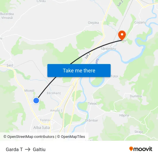 Garda T to Galtiu map