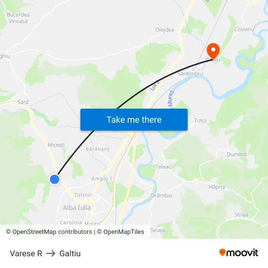 Varese R to Galtiu map