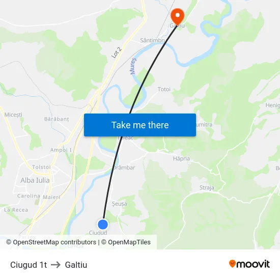 Ciugud 1t to Galtiu map