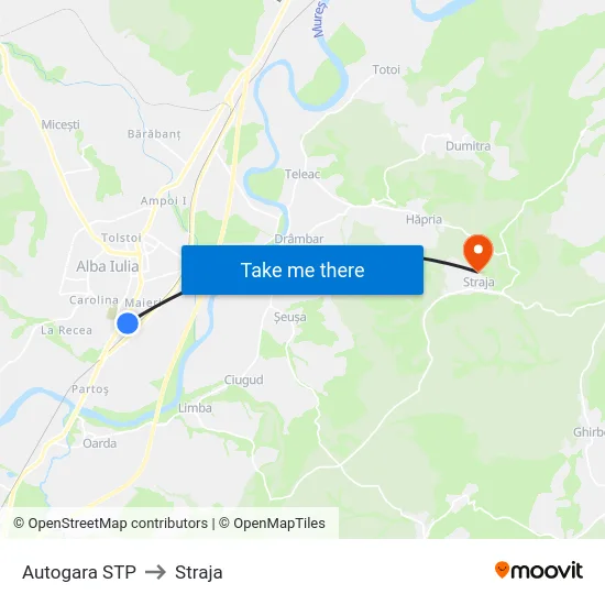 Autogara STP to Straja map