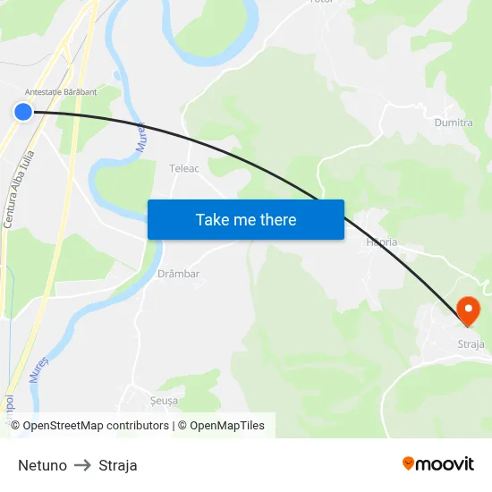 Netuno to Straja map