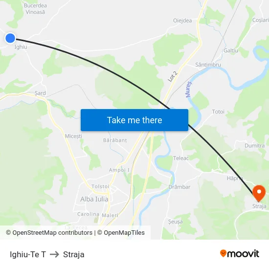 Ighiu-Te T to Straja map