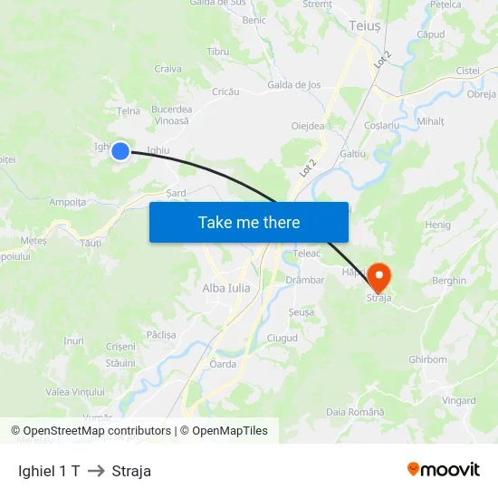 Ighiel 1 T to Straja map