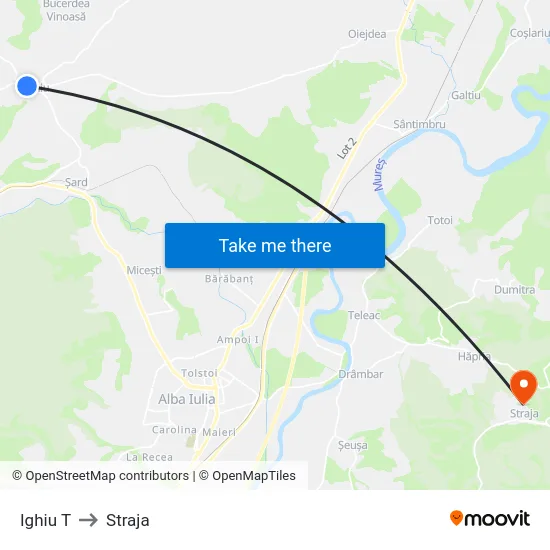 Ighiu T to Straja map