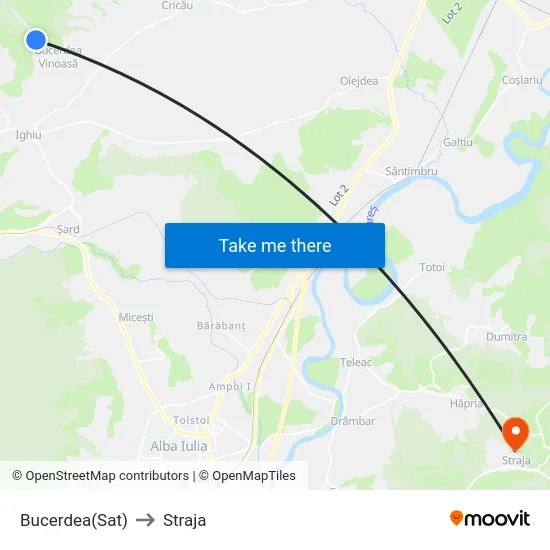 Bucerdea(Sat) to Straja map