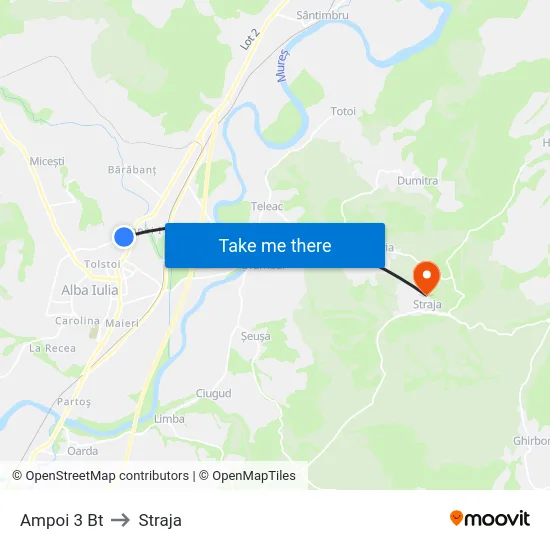 Ampoi 3 Bt to Straja map