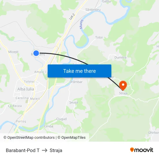 Barabant-Pod T to Straja map