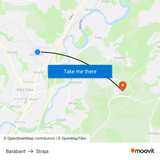 Barabant to Straja map