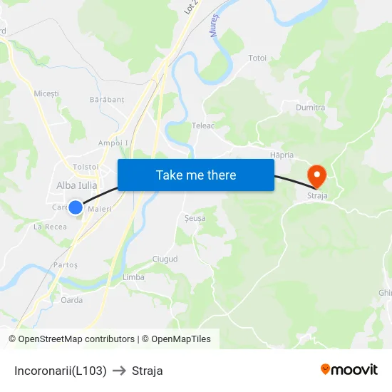 Incoronarii(L103) to Straja map