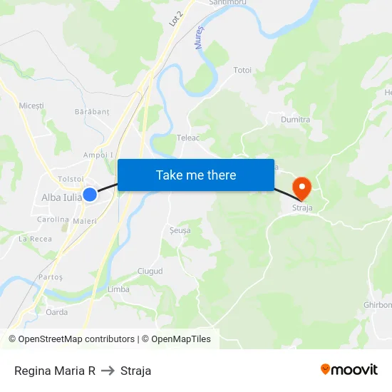 Regina Maria R to Straja map