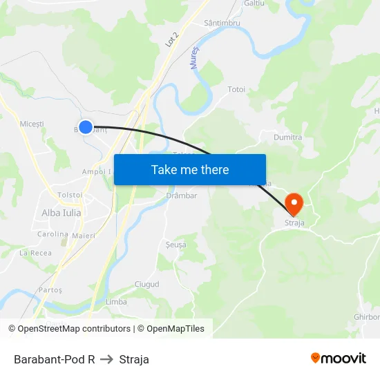 Barabant-Pod R to Straja map