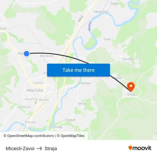 Micesti-Zavoi to Straja map