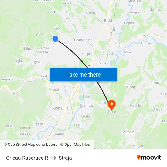 Cricau-Rascruce R to Straja map