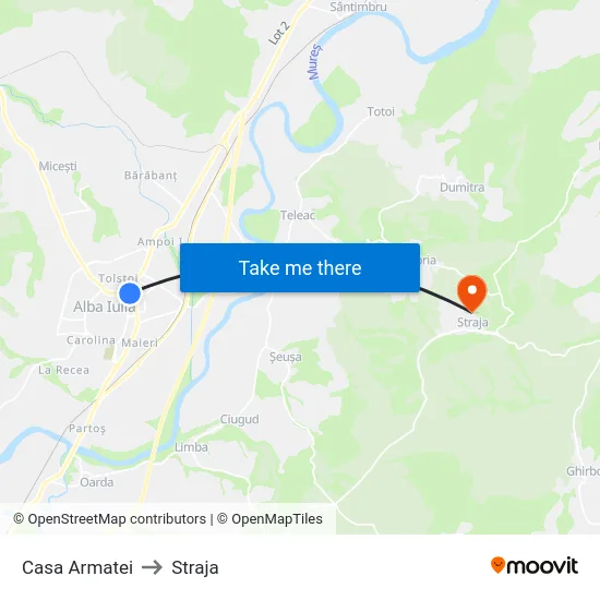 Casa Armatei to Straja map