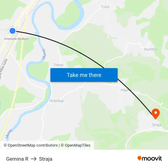 Gemina R to Straja map