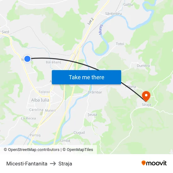 Micesti-Fantanita to Straja map