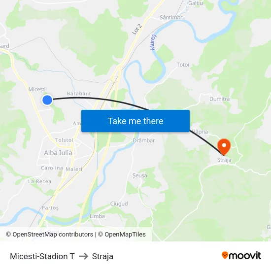 Micesti-Stadion T to Straja map