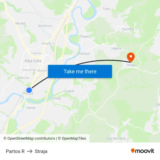 Partos R to Straja map