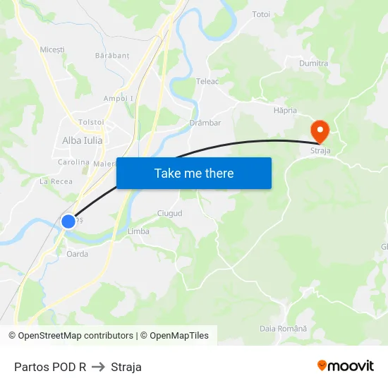 Partos POD R to Straja map